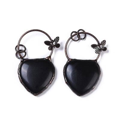 Natural Obsidian Heart Big Pendants