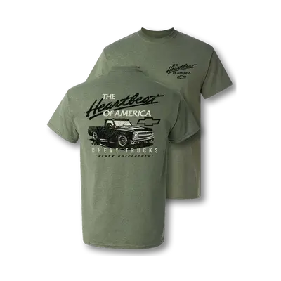 Chevy Trucks Never Outclassed Heartbeat of America Vintage Graphic T-Shirt Cotton Casual Crewneck Shortsleeve Menswear Top Po...