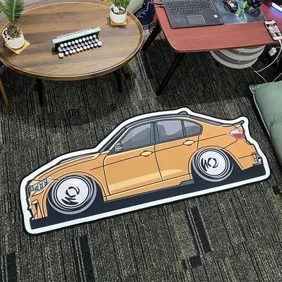 Car Shaped Decorative Rug, 1 Count Cartoon Car Pattern Home Decor Floor Mat, Non Slip Carpet for Home Living Room Bedroom