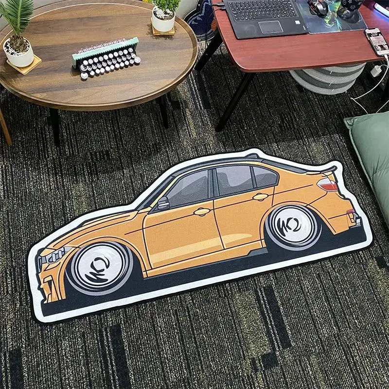 Car Shaped Decorative Rug, 1 Count Cartoon Car Pattern Home Decor Floor Mat, Non Slip Carpet for Home Living Room Bedroom