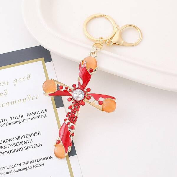 Cat Eye and Enamel Keychain