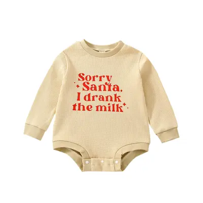 Newborn Baby Girl Boy Christmas Outfit Oversized Long Sleeve Sweatshirt Romper Sorry Santa I Drank the Milk Onesie Jumpsuit ...