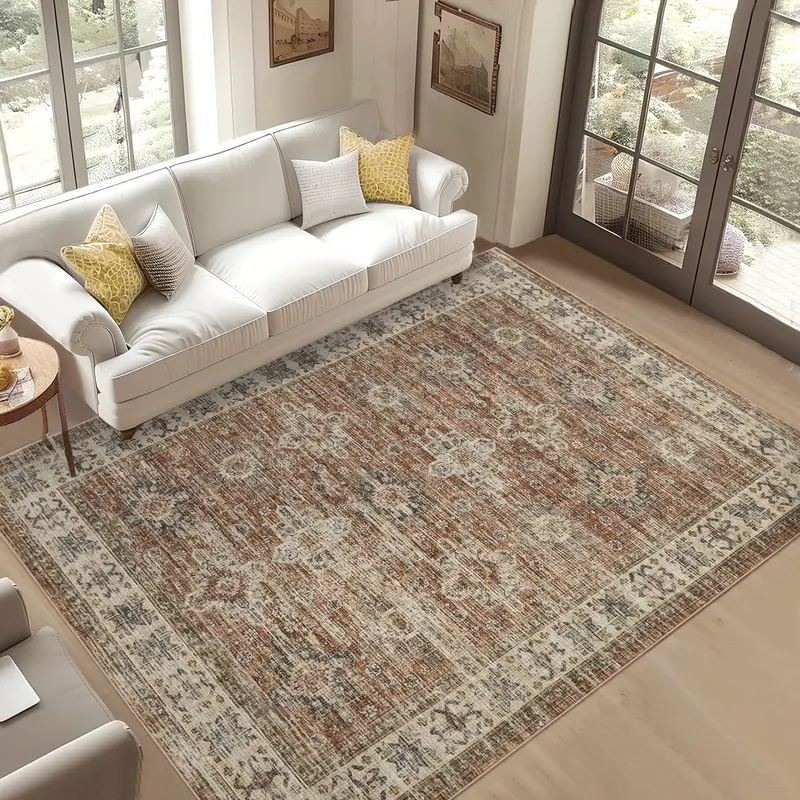 Garvee 10x13 Area Rugs for Living Room Washable, Soft Vintage Large Bedroom Rugs Boho Farmhouse Low Pile Non-Slip Indoor Carp...