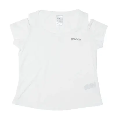 ADIDAS Open Shoulder Lightweight T-Shirt White Short Sleeve Womens XS