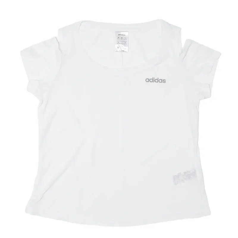 ADIDAS Open Shoulder Lightweight T-Shirt White Short Sleeve Womens XS