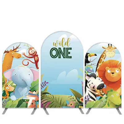 Aperturee Cartoon Animals Theme Wild One Birthday Arch Backdrop Kit | Diy Round Arch Backdrop | Diy Arch Backdrop Cover | Rou...