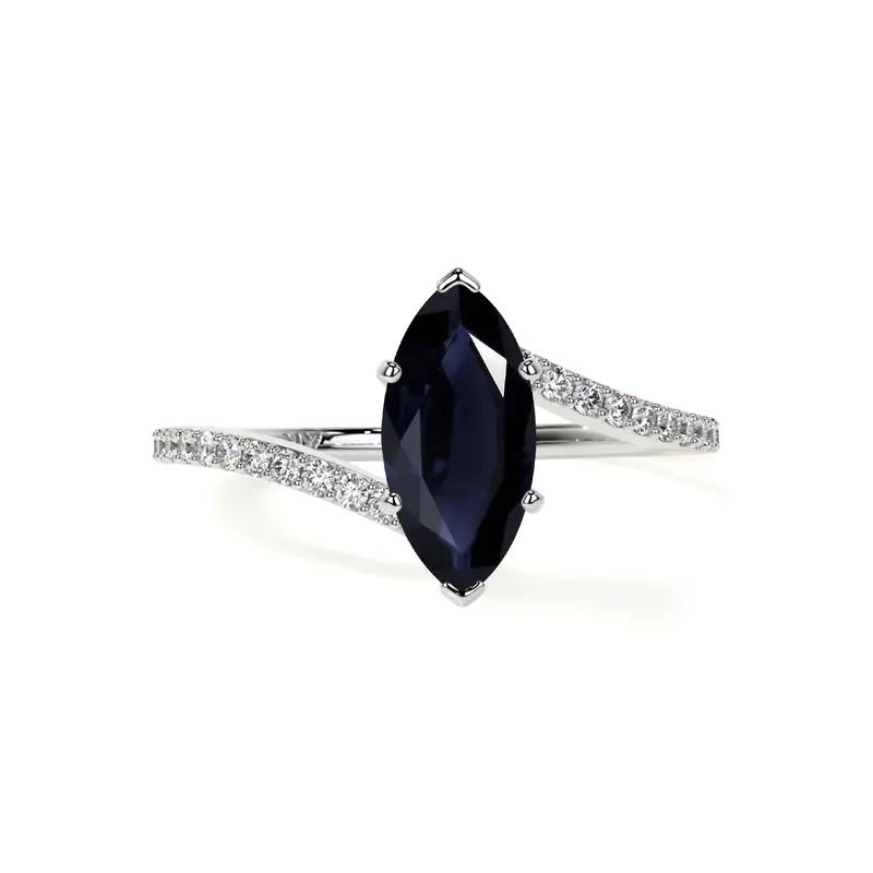 10K White Gold Marquise Cut Custom Engagement Ring Gemstone Anniversary Ring