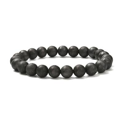 8mm Matte Round Natural Shungite Beads Energy Power Stretch Bracelet for Men Women