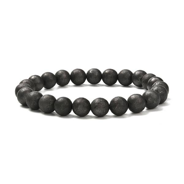 8mm Matte Round Natural Shungite Beads Energy Power Stretch Bracelet for Men Women
