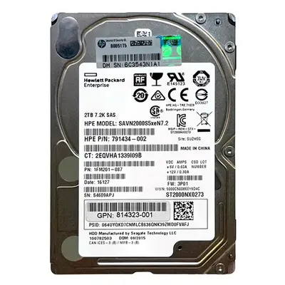 814323-001 HP 2TB 7200RPM SAS 6Gb/s 2.5-Inch Internal Hard Drive