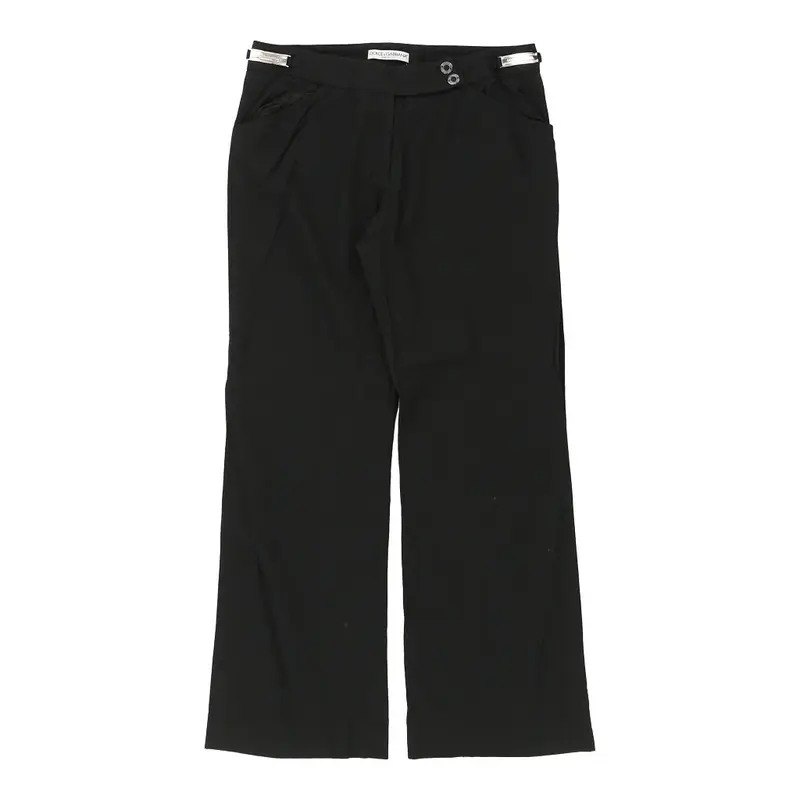 Dolce & Gabbana Wide Leg Trousers - 32W UK 12 Black Wool Blend | Size: UK 12
