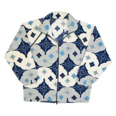 Mens Fleece Jacket Cream 90s Diamond XL