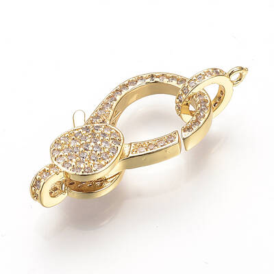 Brass Micro Pave Cubic Zirconia Lobster Claw Clasps
