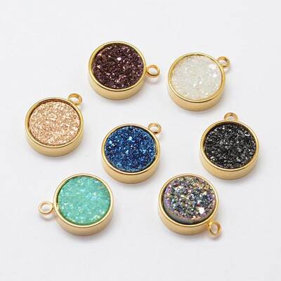 Electroplated Natural Druzy Agate Charms