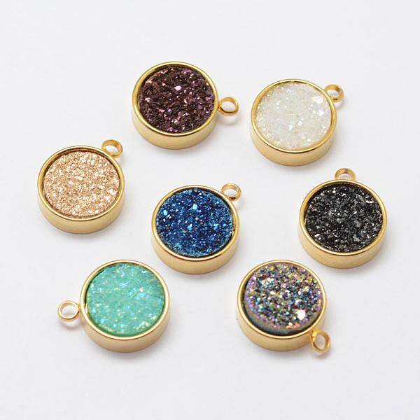 Electroplated Natural Druzy Agate Charms