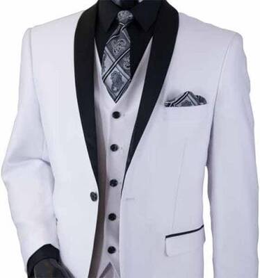 Tux-SH White/Black -  Tuxedo Wholesale  Distributors