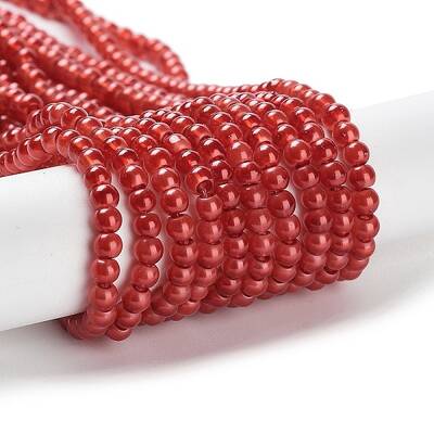 Baking Painted Pearlized Glass Pearl Round Bead Strands