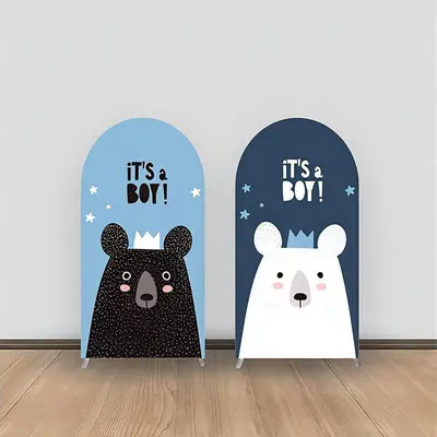 Aperturee Boy Black White Blue Bear Baby Shower Arch Backdrop | Diy Round Arch Backdrop | Circle Arch Backdrop Diy | Custom C...