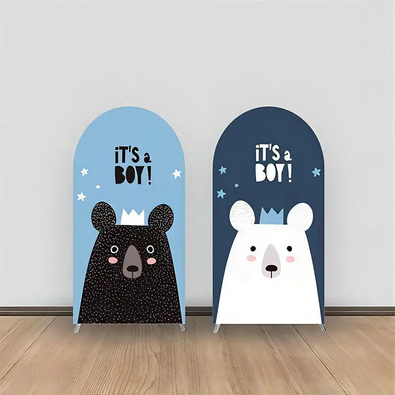 Aperturee Boy Black White Blue Bear Baby Shower Arch Backdrop | Diy Round Arch Backdrop | Circle Arch Backdrop Diy | Custom C...
