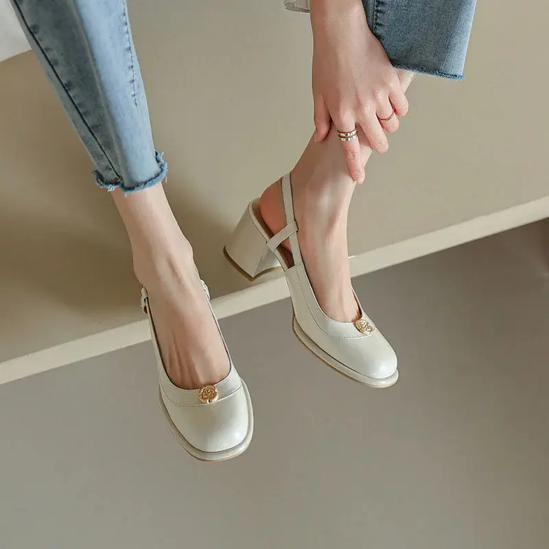 CHIKO Rhona Round Toe Block Heels Slingback Shoes
