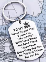 Street Style Letters Pattern Slogan Metal Keychains for Men, Stainless Steel Keychain for Car Keys, Trendy All-match Cute Acc...