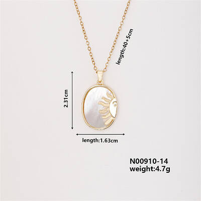 Elegan Brass Micro Pave Cubic Zirconia Oval with Sun Pendant Necklace for Women