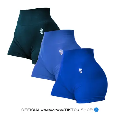 Gymreapers 3 Pack Infinity Seamless Scrunch Shorts for Women Moisture Wicking Breathable Workout Shorts with Diamond Gusset C...