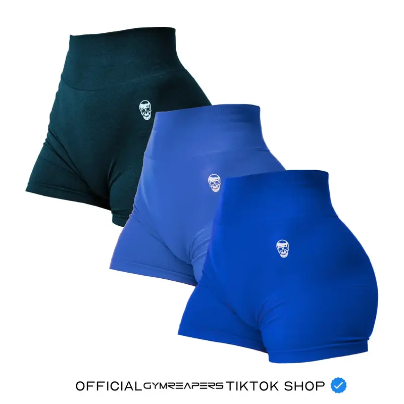 Gymreapers 3 Pack Infinity Seamless Scrunch Shorts for Women Moisture Wicking Breathable Workout Shorts with Diamond Gusset C...