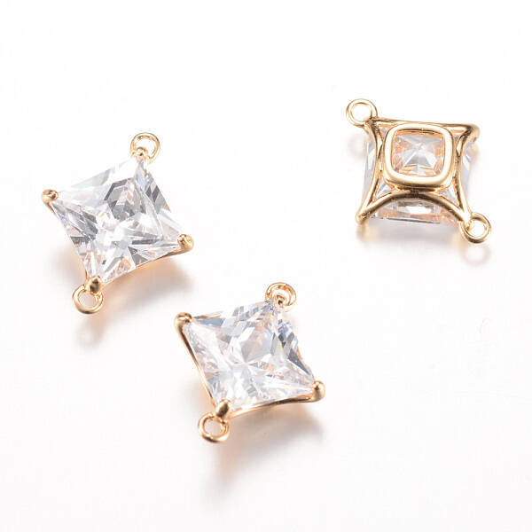 Brass Micro Pave Cubic Zirconia Links