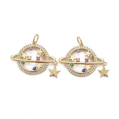 Brass Micro Pave Colorful Cubic Zirconia Pendants