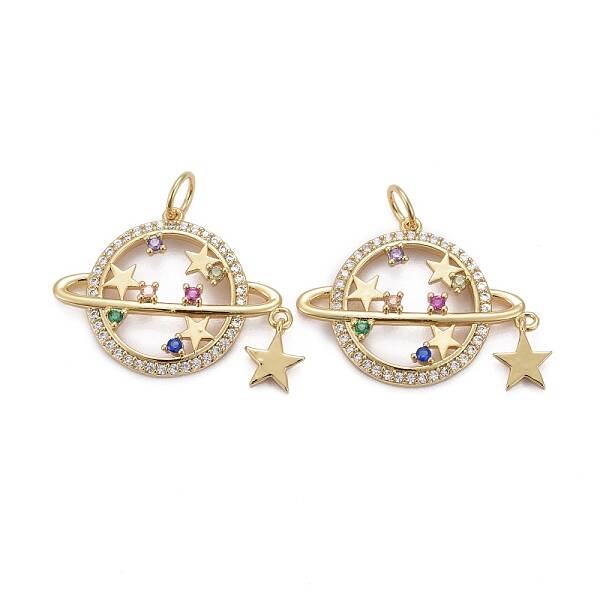 Brass Micro Pave Colorful Cubic Zirconia Pendants