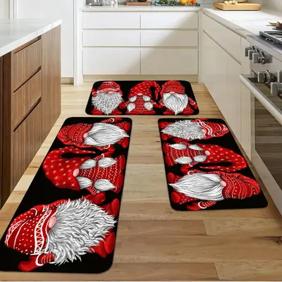 Modern Style Santa Claus Pattern Design Rug Mat, 1 Count Novelty Soft Durable Dustproof Indoor Mat, Classic Non-slip Mat For ...