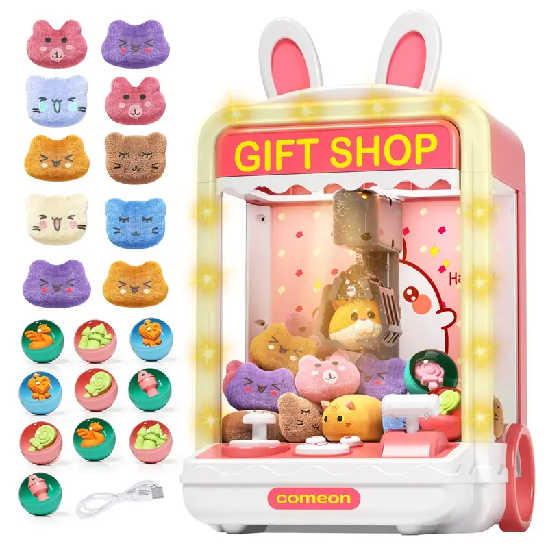 1 Set Cute Cartoon Rabbit Design Kids Claw Machine with Lights & Sound, Mini Electronic Candy Vending Grabber, Interactive Pa...