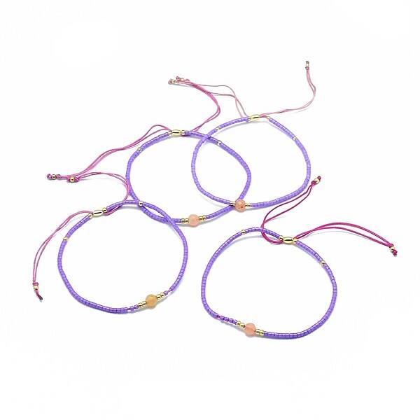 Adjustable Natural Yellow Aventurine Braided Bead Bracelets