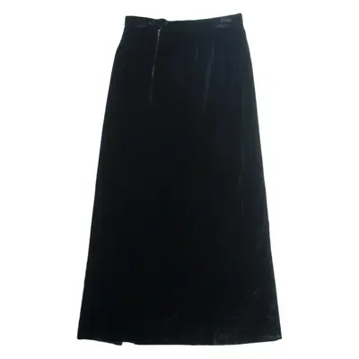 Womens A-Line Skirt Black Long Velvet L