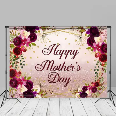 Rad And Pink Roses Glitter Backdrop For Mothers Day - Aperturee