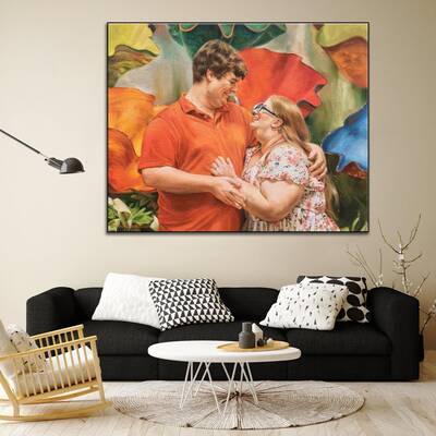 Abstract Couple Paintings from Photo Original Family Oil Painting Modern Wall Decor | PAINTING FROM PHOTO #38