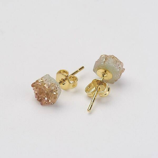 Druzy Quartz Crystal Stud Earrings