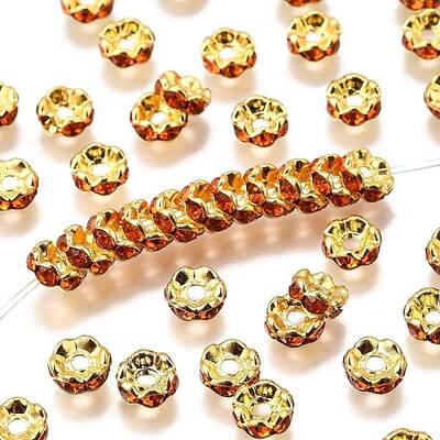 Brass Rhinestone Spacer Beads