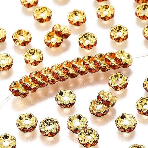 Brass Rhinestone Spacer Beads