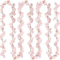 Artificial Cherry Blossom Flower Vines (2pcs), Fake Plastic Flowers Garland, Hanging Silk Flower Vines for Home Wedding Party...