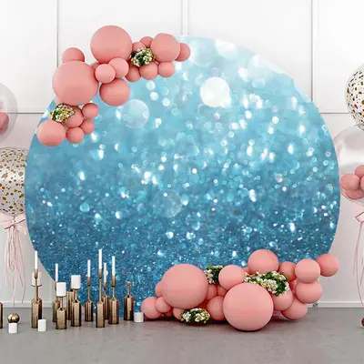 Round Dreamlike Blue Sparkling Bokeh Birthday Backdrop - Aperturee