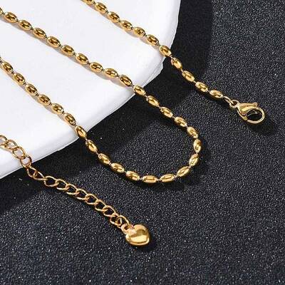 304 Stainless Steel Rice Chain Necklaces