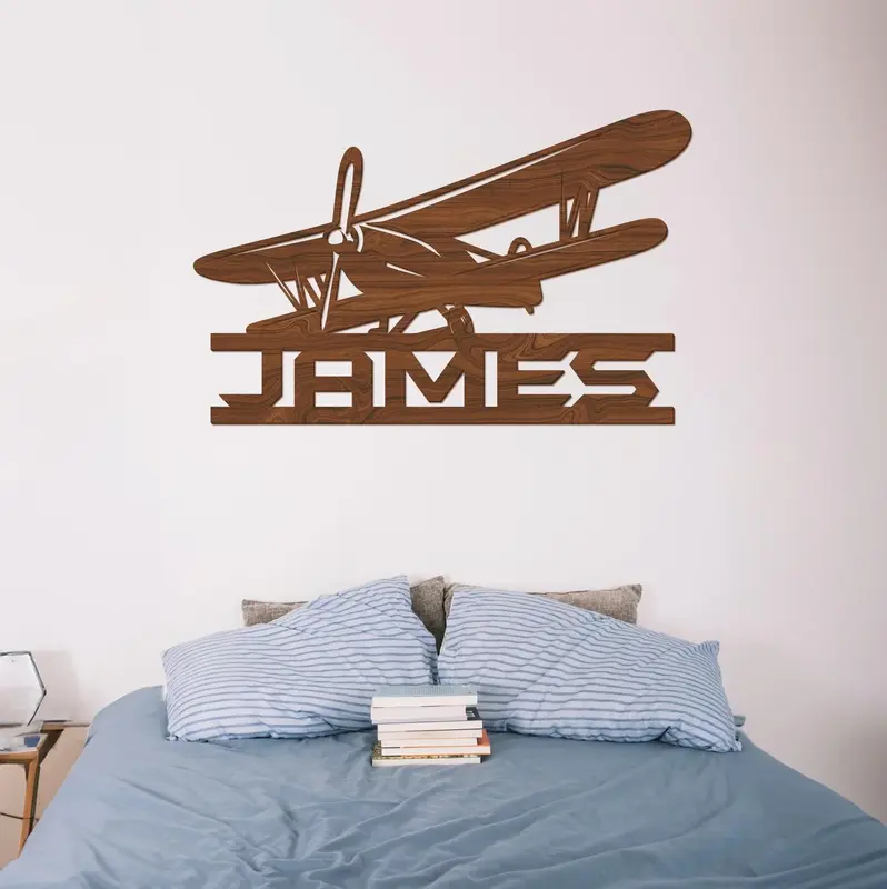 Airplane Wood Name Sign