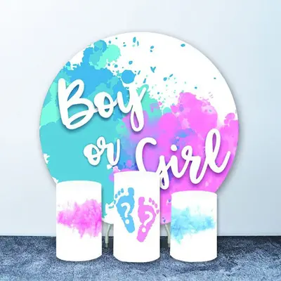 Aperturee Curly Hair Girl Floral Plaid Round Birthday Backdrop Kit | Custom Round Backdrop | Birthday Backdrop Ideas | Round ...