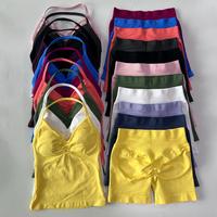 2Pcs  Gym Set Women Backless Tank Tops High Waist Scrunch Seamless Shorts Gym Suit Fitness Clothes Activewear Workout Sets Fl...