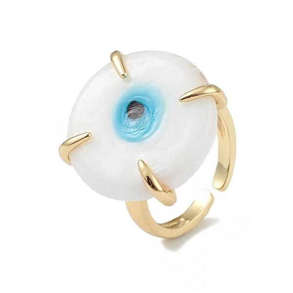 Lampwork Evil Eye Open Cuff Ring