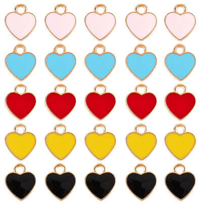 100Pcs 5 Colors Alloy Enamel Charms