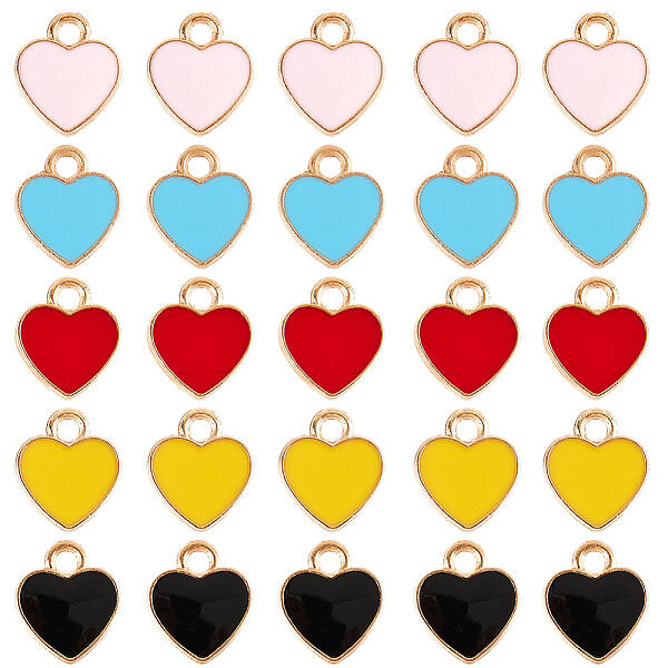 100Pcs 5 Colors Alloy Enamel Charms