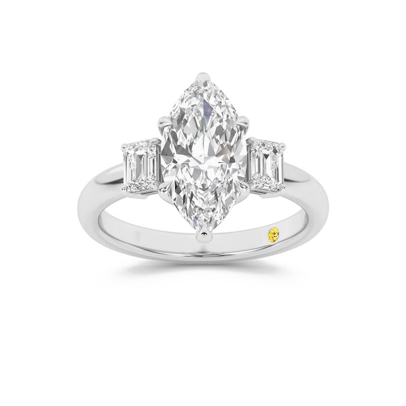 Moonbeam Three Stone Marquise Lab Grown Diamond Engagement Ring | 18K White Gold 2 1/2 CT. TW.